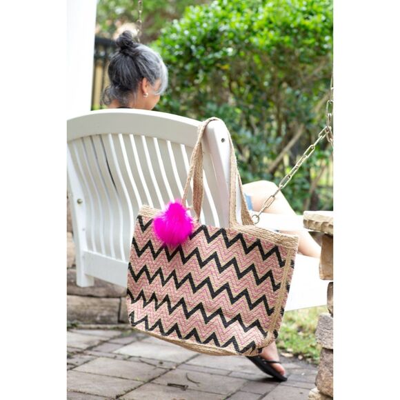 Magid Multi Color Woven Straw Jute Tote Handbag Shoulder Bag - Picture 3 of 12